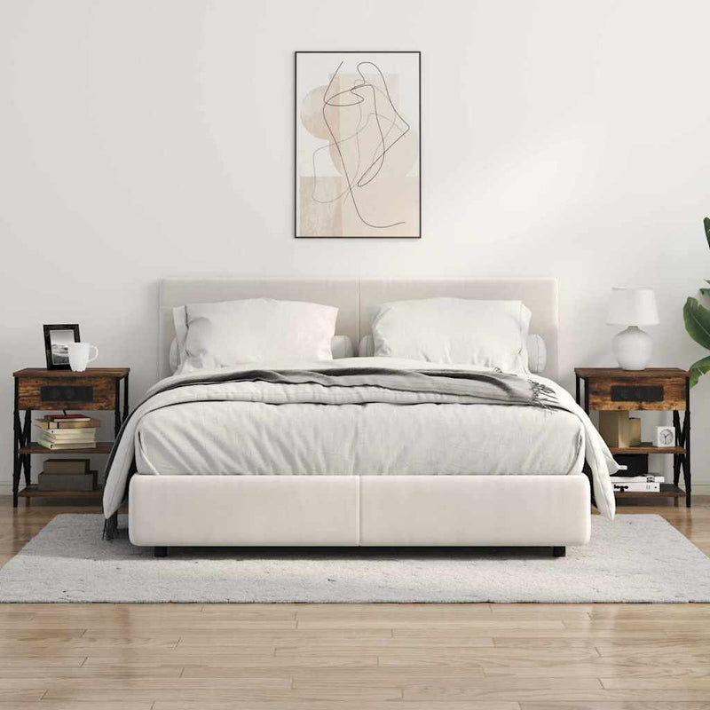 vidaXL Éjjeliszekrény Töltőállomással polcokkal Füstölt tölgy Faanyag