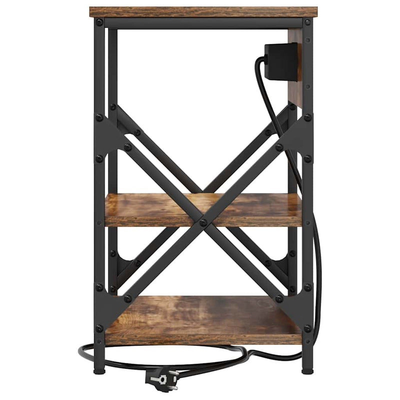 vidaXL Éjjeliszekrény Töltőállomással polcokkal Füstölt tölgy Faanyag