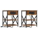 vidaXL Éjjeliszekrény Töltőállomással polcokkal Füstölt tölgy Faanyag