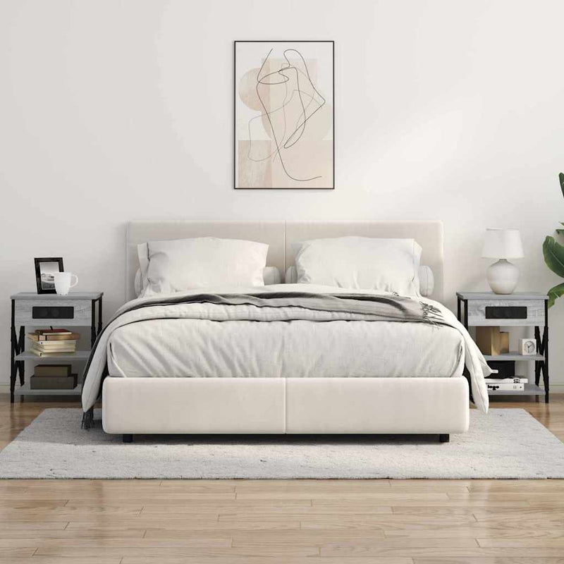 vidaXL Éjjeliszekrény Töltőállomással polcokkal Szürke sonoma Faanyag