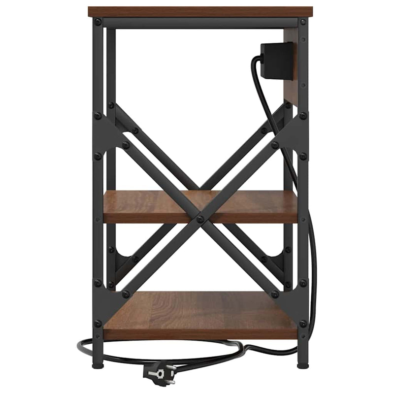 vidaXL Éjjeliszekrény Töltőállomással polcokkal barna tölgy Faanyag