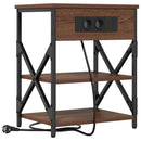 vidaXL Éjjeliszekrény Töltőállomással polcokkal barna tölgy Faanyag