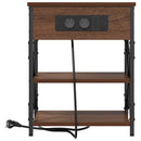 vidaXL Éjjeliszekrény Töltőállomással polcokkal barna tölgy Faanyag