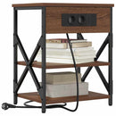 vidaXL Éjjeliszekrény Töltőállomással polcokkal barna tölgy Faanyag