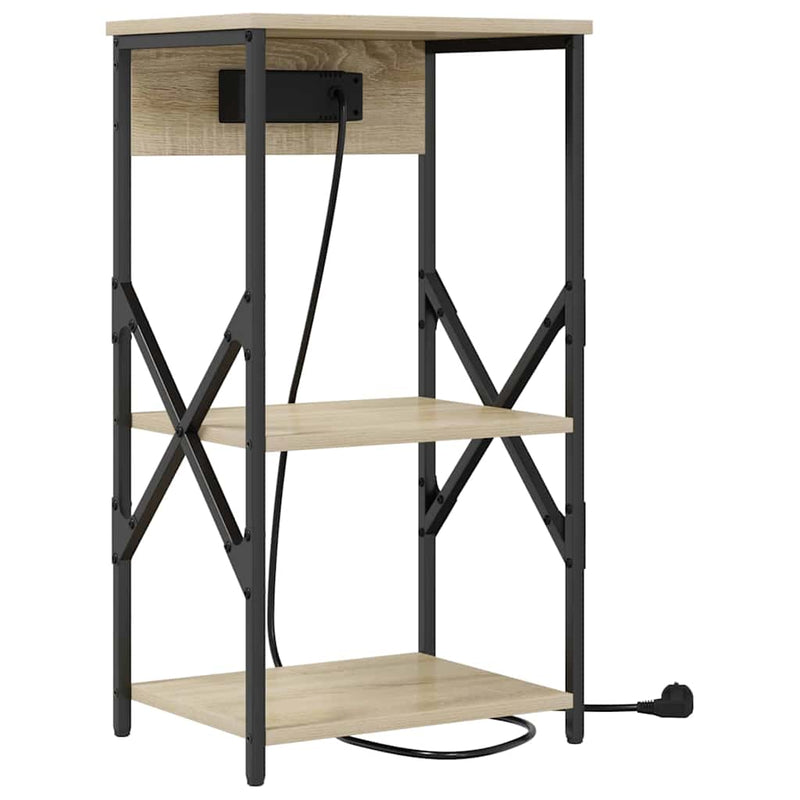 vidaXL Éjjeliszekrény polcokkal sonoma tölgy 41 x 31 x 76 cm Faanyag