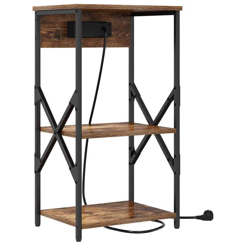 vidaXL Éjjeliszekrény polcokkal Füstölt tölgy 41 x 31 x 76 cm Faanyag