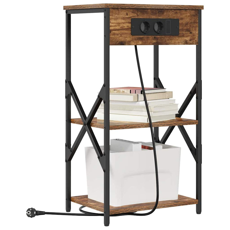 vidaXL Éjjeliszekrény polcokkal Füstölt tölgy 41 x 31 x 76 cm Faanyag