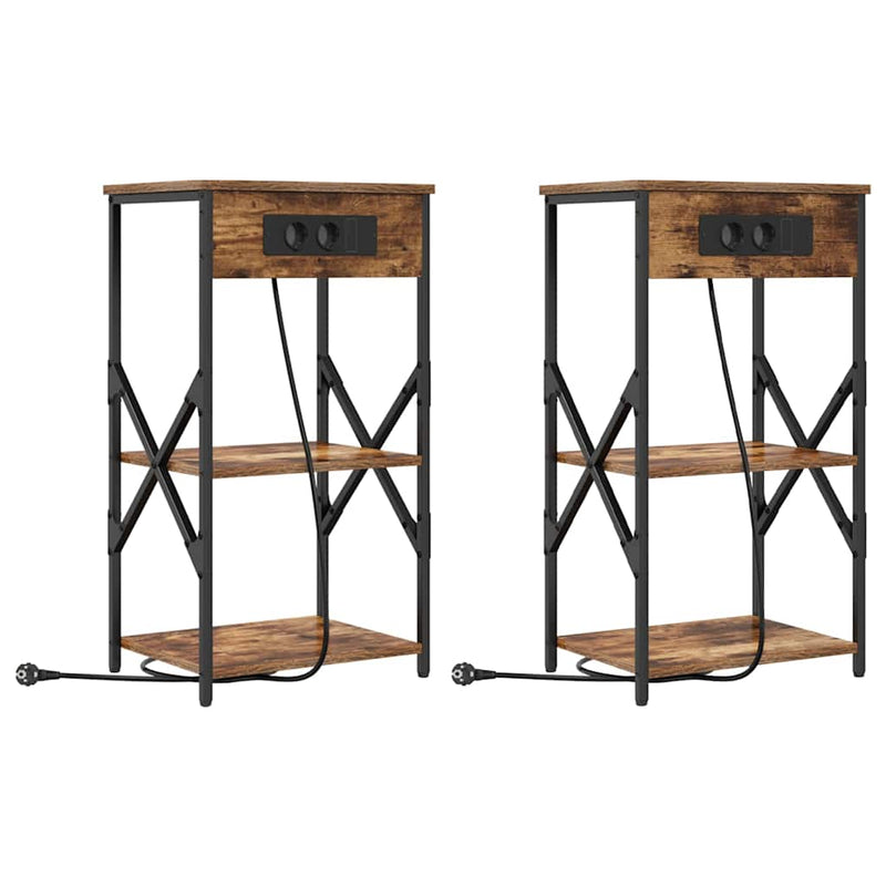 vidaXL Éjjeliszekrény 2 pcs Füstölt tölgy 41 x 31 x 76 cm Faanyag