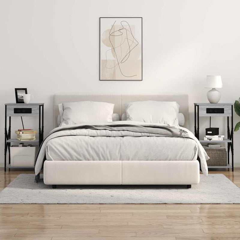 vidaXL Éjjeliszekrény polcokkal Szürke sonoma 41 x 31 x 76 cm Faanyag