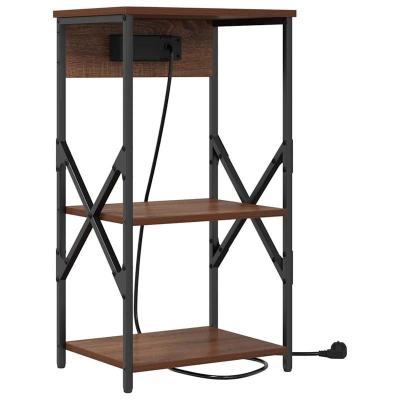 vidaXL Éjjeliszekrény polcokkal barna tölgy 41 x 31 x 76 cm Faanyag