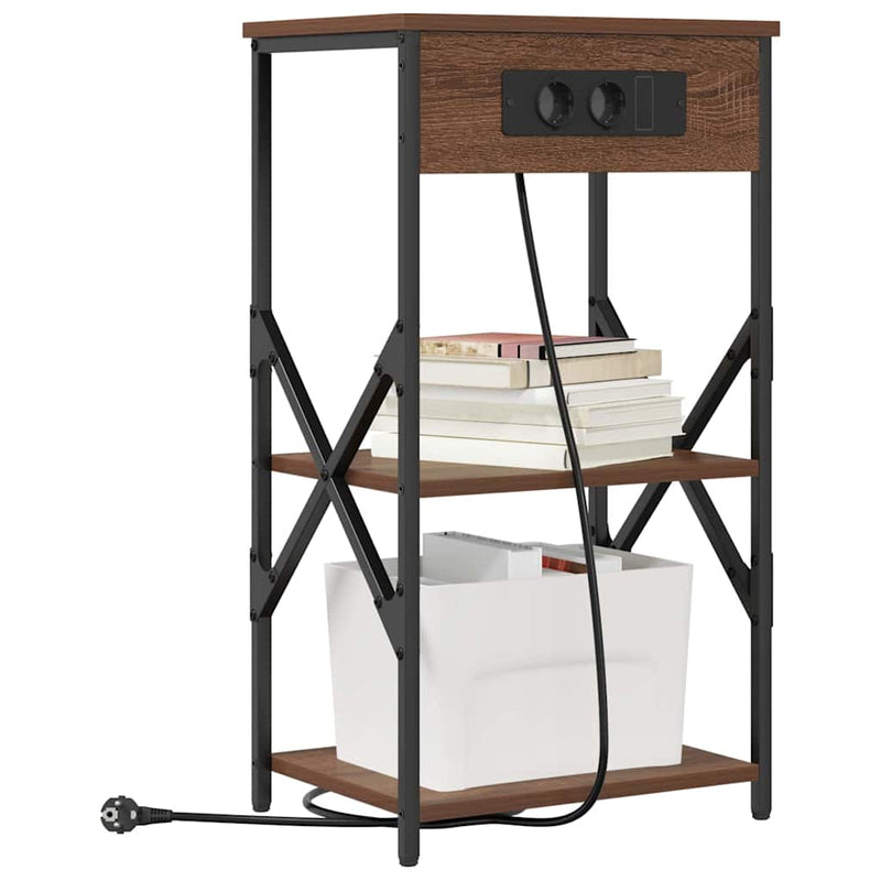 vidaXL Éjjeliszekrény polcokkal barna tölgy 41 x 31 x 76 cm Faanyag