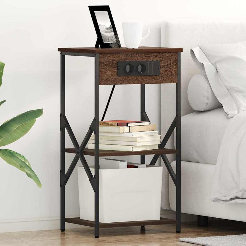 vidaXL Éjjeliszekrény 2 pcs barna tölgy 41 x 31 x 76 cm Faanyag