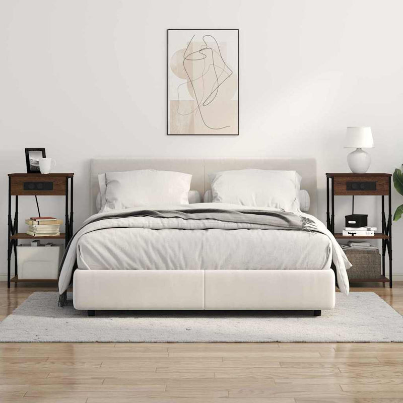 vidaXL Éjjeliszekrény 2 pcs barna tölgy 41 x 31 x 76 cm Faanyag