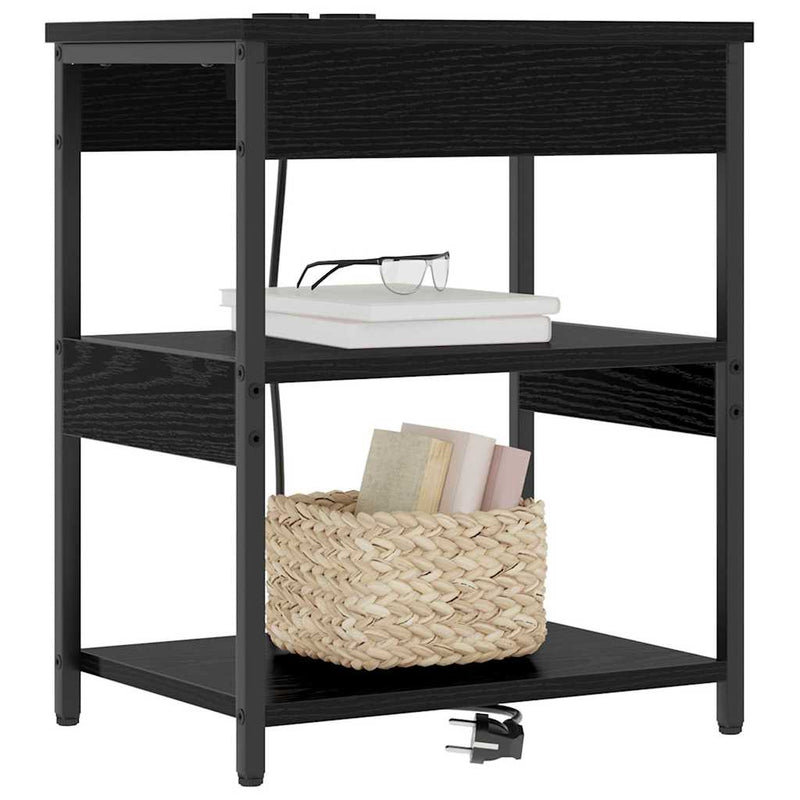 vidaXL Éjjeliszekrény Musta tammi Faanyag