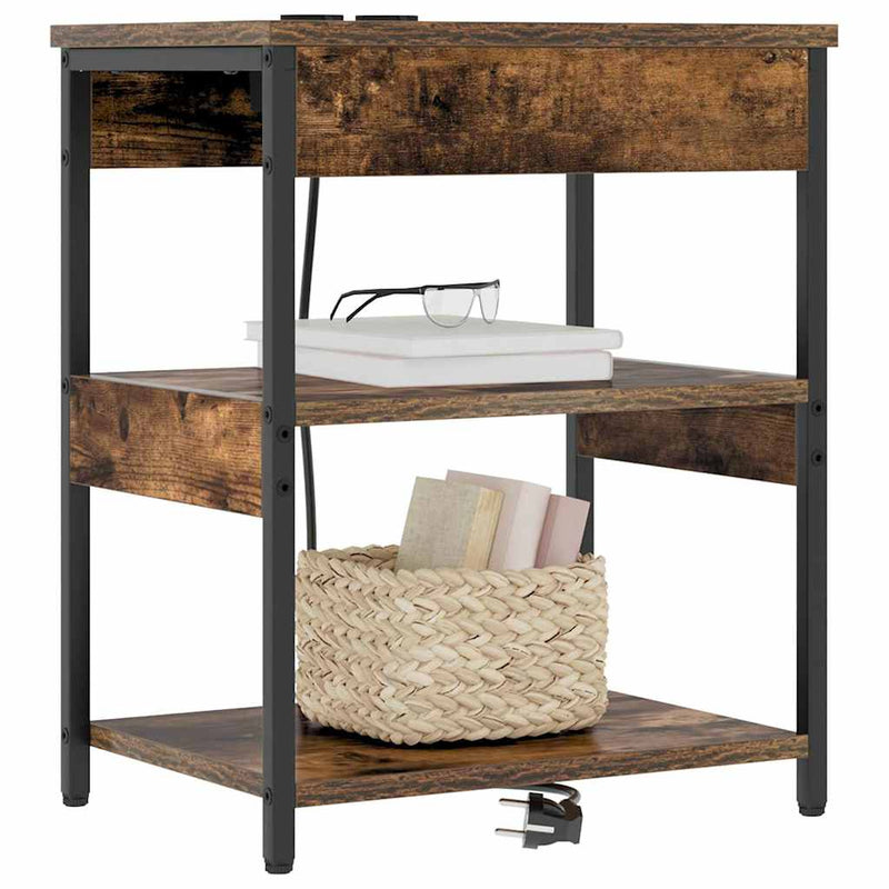 vidaXL Éjjeliszekrény Füstölt tölgy Faanyag