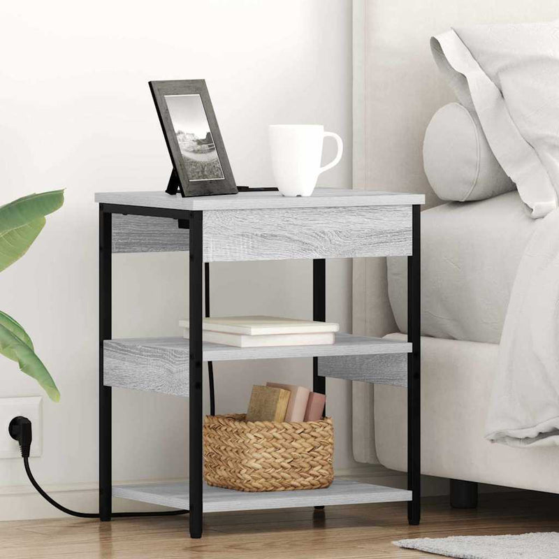 vidaXL Éjjeliszekrény 2 pcs Szürke sonoma Faanyag