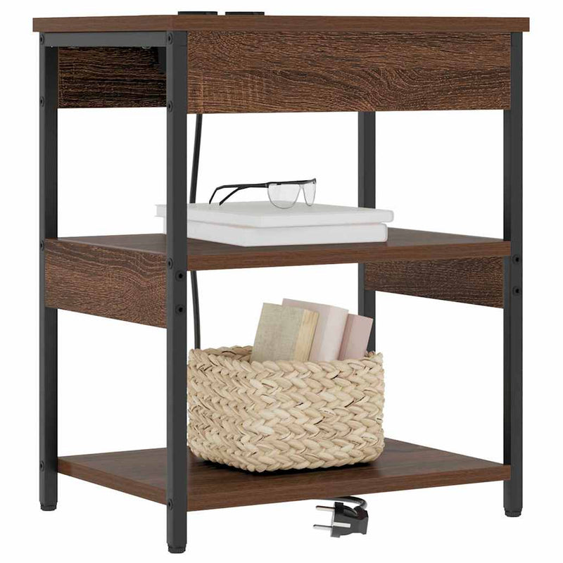 vidaXL Éjjeliszekrény barna tölgy Faanyag