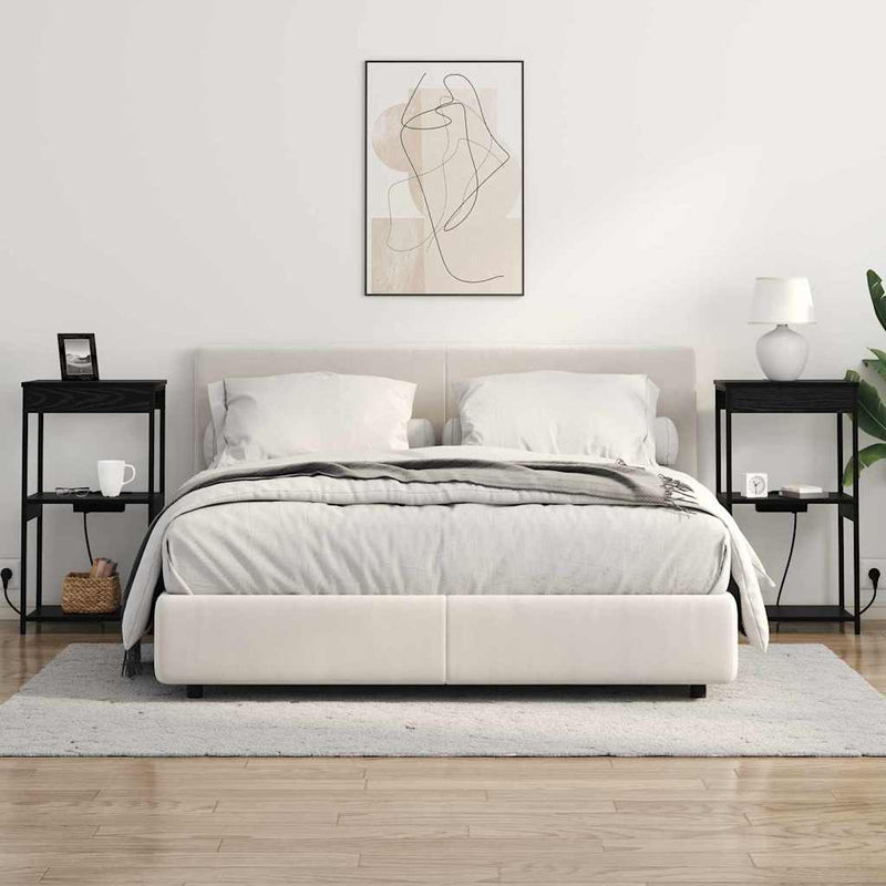 vidaXL Éjjeliszekrény Töltőállomással polcokkal Musta tammi Faanyag