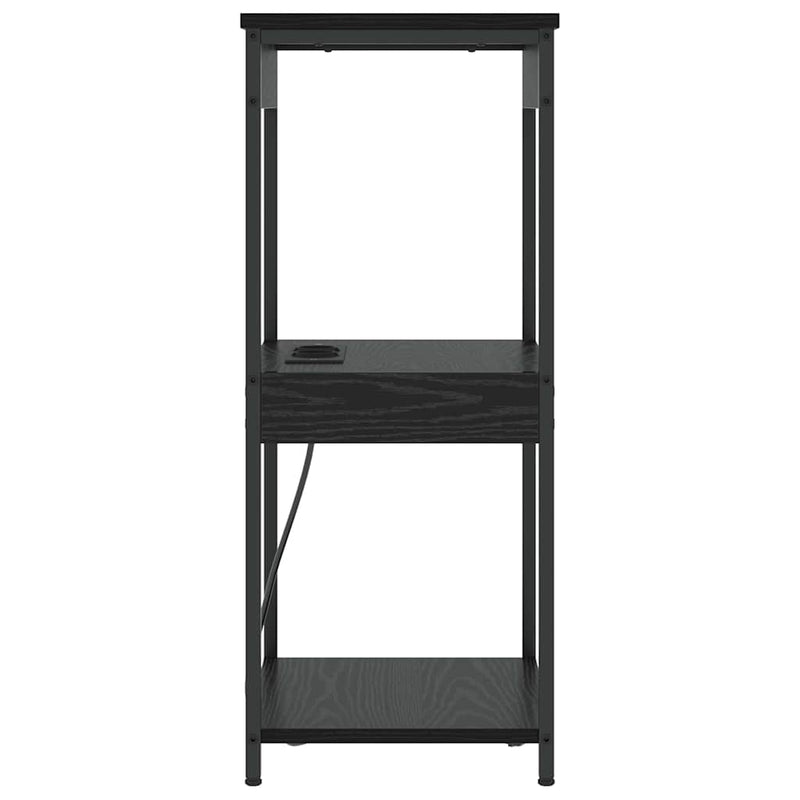 vidaXL Éjjeliszekrény Töltőállomással polcokkal Musta tammi Faanyag