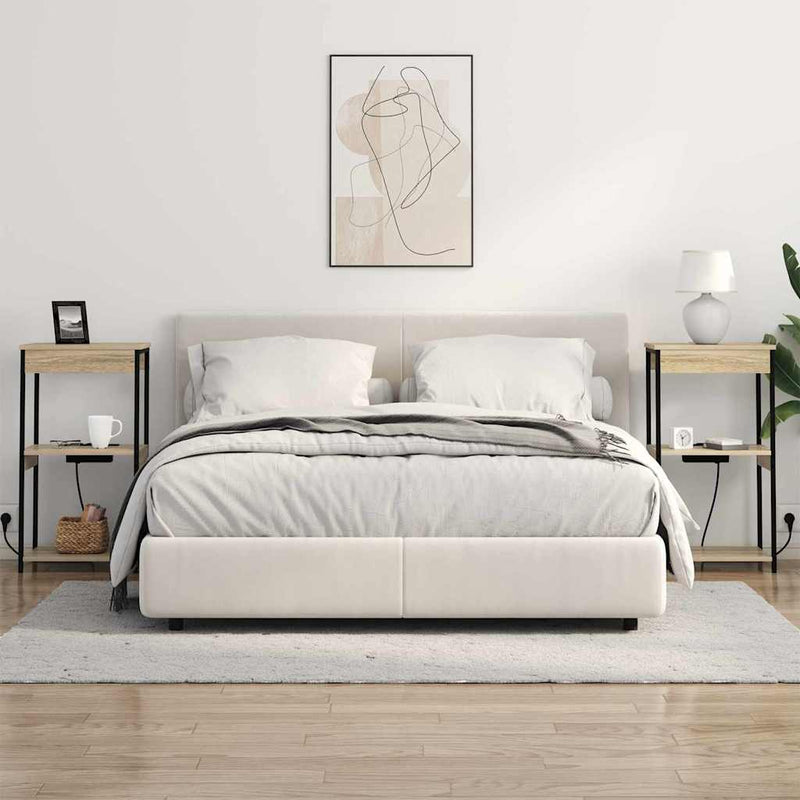 vidaXL Éjjeliszekrény Töltőállomással polcokkal sonoma tölgy Faanyag