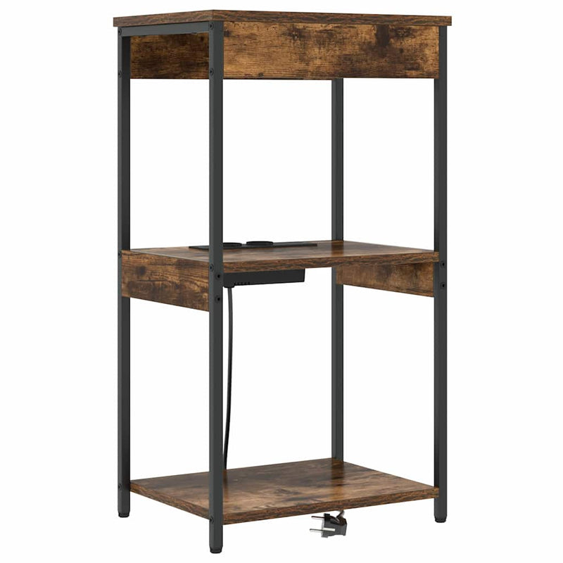 vidaXL Éjjeliszekrény Töltőállomással polcokkal Füstölt tölgy Faanyag