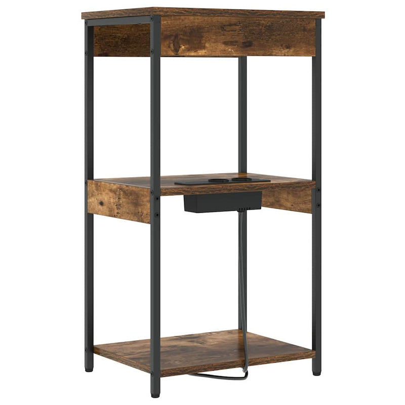 vidaXL Éjjeliszekrény Töltőállomással polcokkal Füstölt tölgy Faanyag