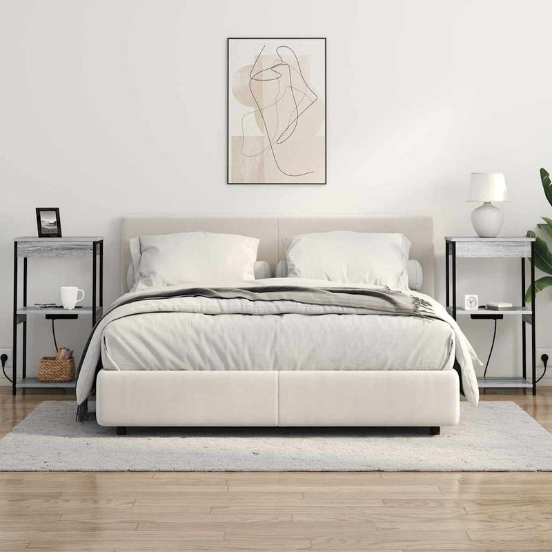 vidaXL Éjjeliszekrény Töltőállomással polcokkal Szürke sonoma Faanyag