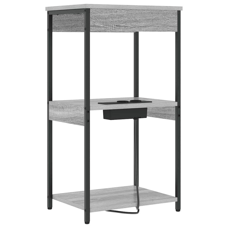 vidaXL Éjjeliszekrény Töltőállomással polcokkal Szürke sonoma Faanyag