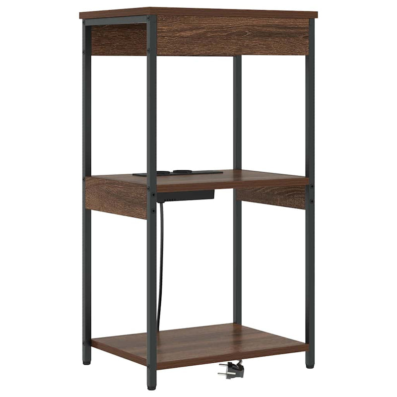 vidaXL Éjjeliszekrény Töltőállomással polcokkal barna tölgy Faanyag