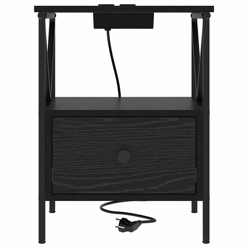 vidaXL Éjjeliszekrény fiókkal Fekete tölgy 41,5 x 40,5 x 55 cm Faanyag