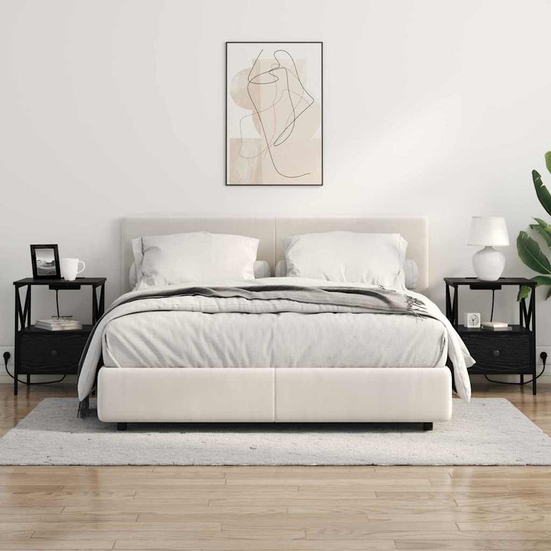 vidaXL Éjjeliszekrény fiókkal Musta tammi 41.5 x 40.5 x 55 cm Faanyag