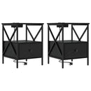 vidaXL Éjjeliszekrény 2 pcs Fekete tölgy 41,5 x 40,5 x 55 cm Faanyag