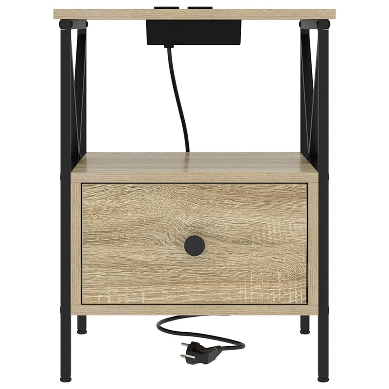vidaXL Éjjeliszekrény fiókkal sonoma tölgy 41.5 x 40.5 x 55 cm Faanyag