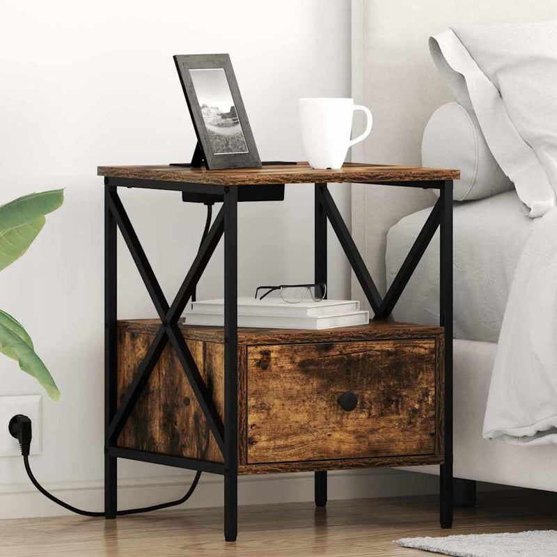 vidaXL Éjjeliszekrény Füstölt tölgy 41.5 x 40.5 x 55 cm Faanyag