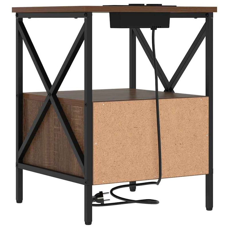 vidaXL Éjjeliszekrény fiókkal barna tölgy 41.5 x 40.5 x 55 cm Faanyag