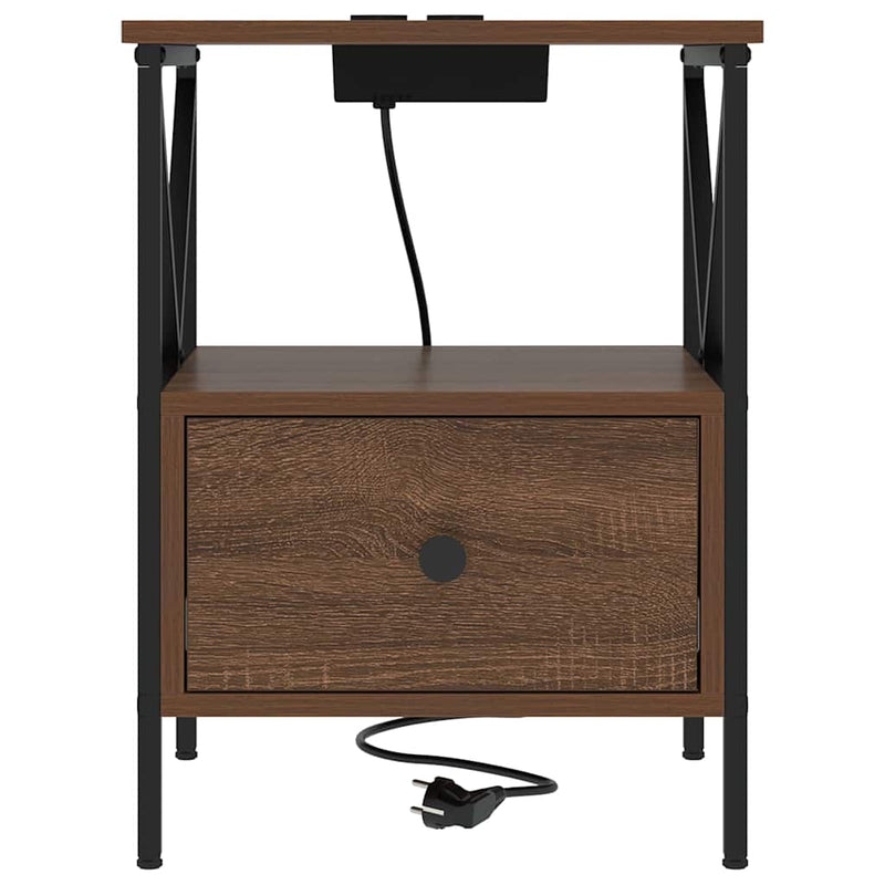 vidaXL Éjjeliszekrény fiókkal barna tölgy 41.5 x 40.5 x 55 cm Faanyag