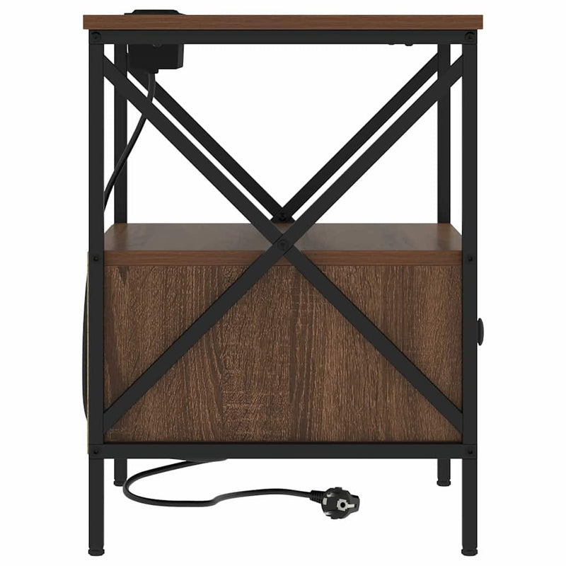 vidaXL Éjjeliszekrény fiókkal barna tölgy 41.5 x 40.5 x 55 cm Faanyag