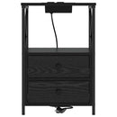 vidaXL Éjjeliszekrény Töltőállomással fiókkal Musta tammi Faanyag