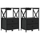 vidaXL Éjjeliszekrény 2 pcs Fekete tölgy 40 x 31 x 60 cm Faanyag