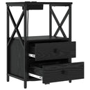 vidaXL Éjjeliszekrény Töltőállomással fiókkal Musta tammi Faanyag