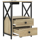 vidaXL Éjjeliszekrény Töltőállomással fiókkal sonoma tölgy Faanyag