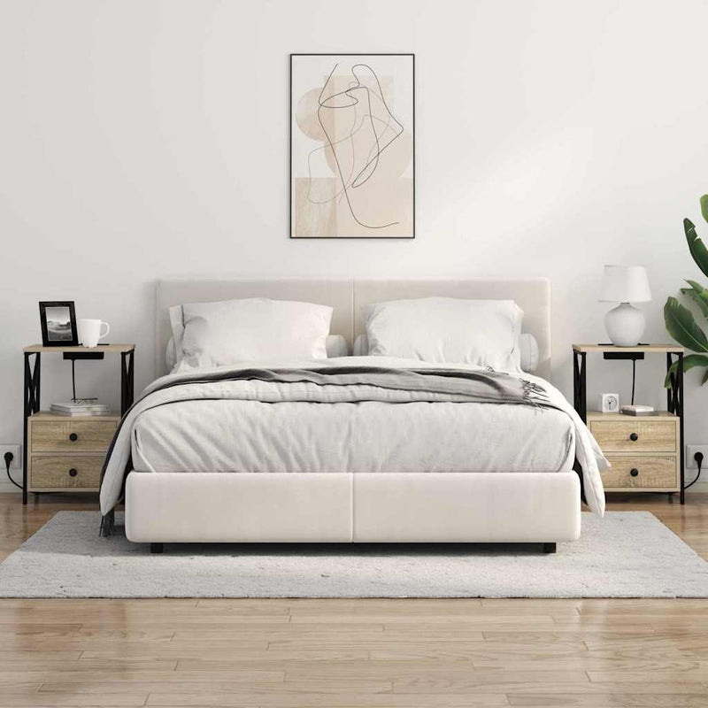 vidaXL Éjjeliszekrény Töltőállomással fiókkal sonoma tölgy Faanyag