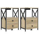 vidaXL Éjjeliszekrény Töltőállomással fiókkal sonoma tölgy Faanyag