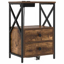 vidaXL Éjjeliszekrény Töltőállomással fiókkal Füstölt tölgy Faanyag