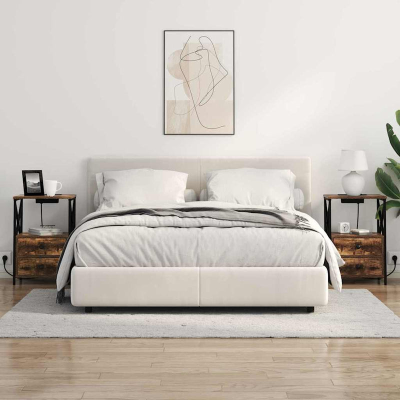 vidaXL Éjjeliszekrény Töltőállomással fiókkal Füstölt tölgy Faanyag