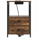 vidaXL Éjjeliszekrény Töltőállomással fiókkal Füstölt tölgy Faanyag