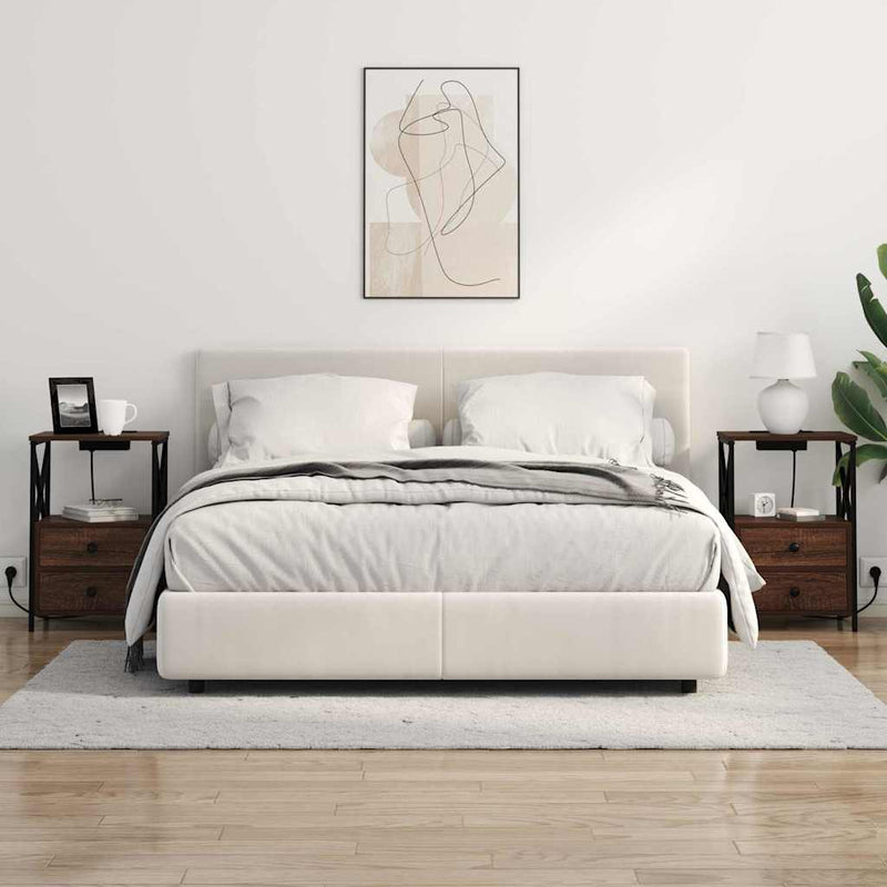 vidaXL Éjjeliszekrény Töltőállomással fiókkal barna tölgy Faanyag