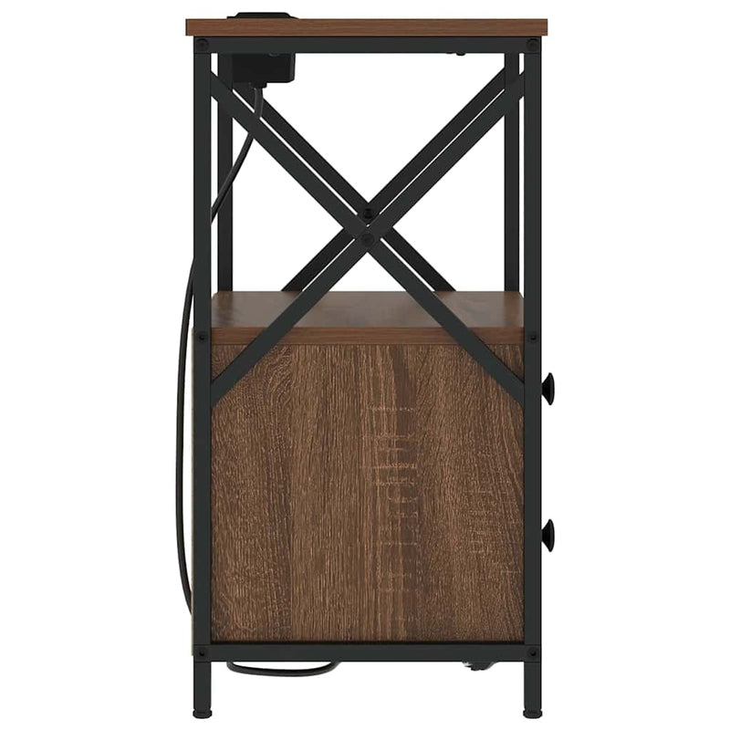 vidaXL Éjjeliszekrény Töltőállomással fiókkal barna tölgy Faanyag