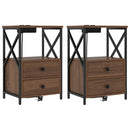 vidaXL Éjjeliszekrény 2 pcs Barna Tölgy 40 x 31 x 60 cm Faanyag