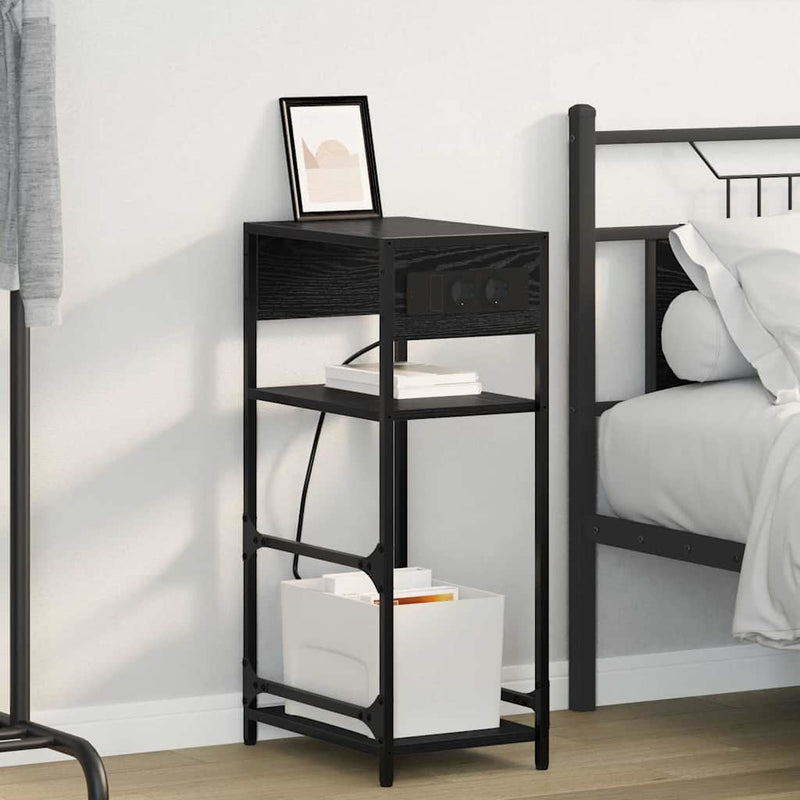 vidaXL Éjjeliszekrény fiókkal Musta tammi 40 x 27 x 76 cm Faanyag